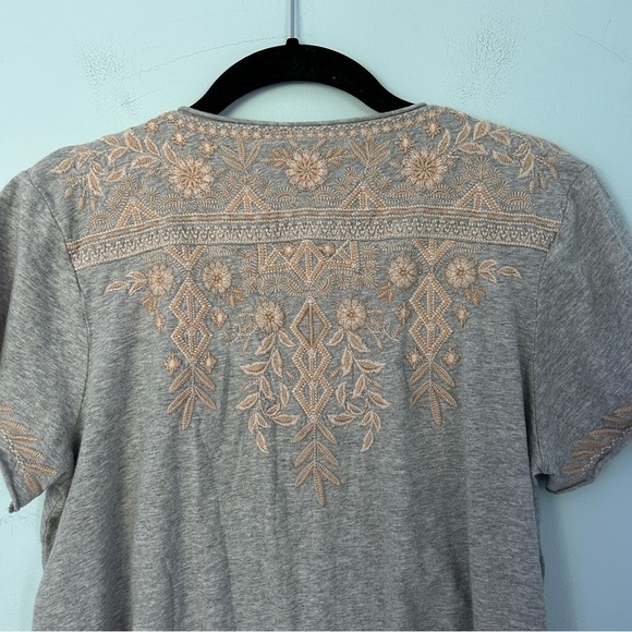 Johnny Was Gray Kemi Knit Drape Short Sleeve Blouse Size Small - Picture 9 of 14